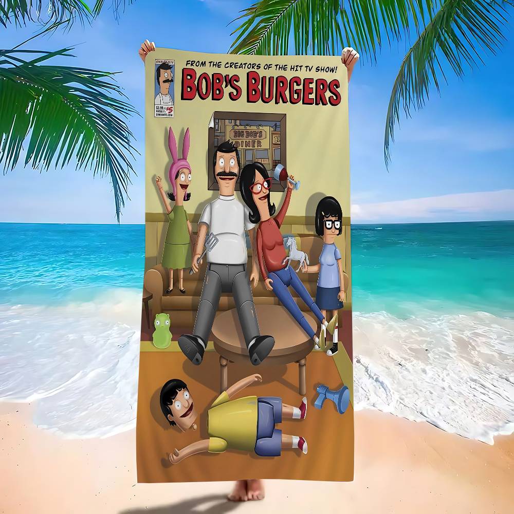 Cartoon B-Bobs B-Burgers Bath Towel Microfiber Soft Water Absorbing Breathable For Girl Kids Decorative Cartoon Beach Towel