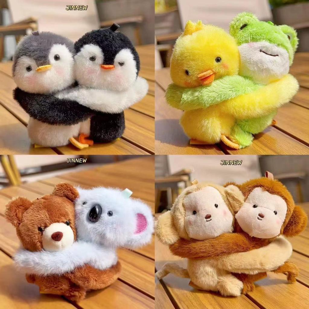 Authentic Fun Animal Hugging Stickers: Frog & Chick Best Friends Tree Plush Keychain Pendant