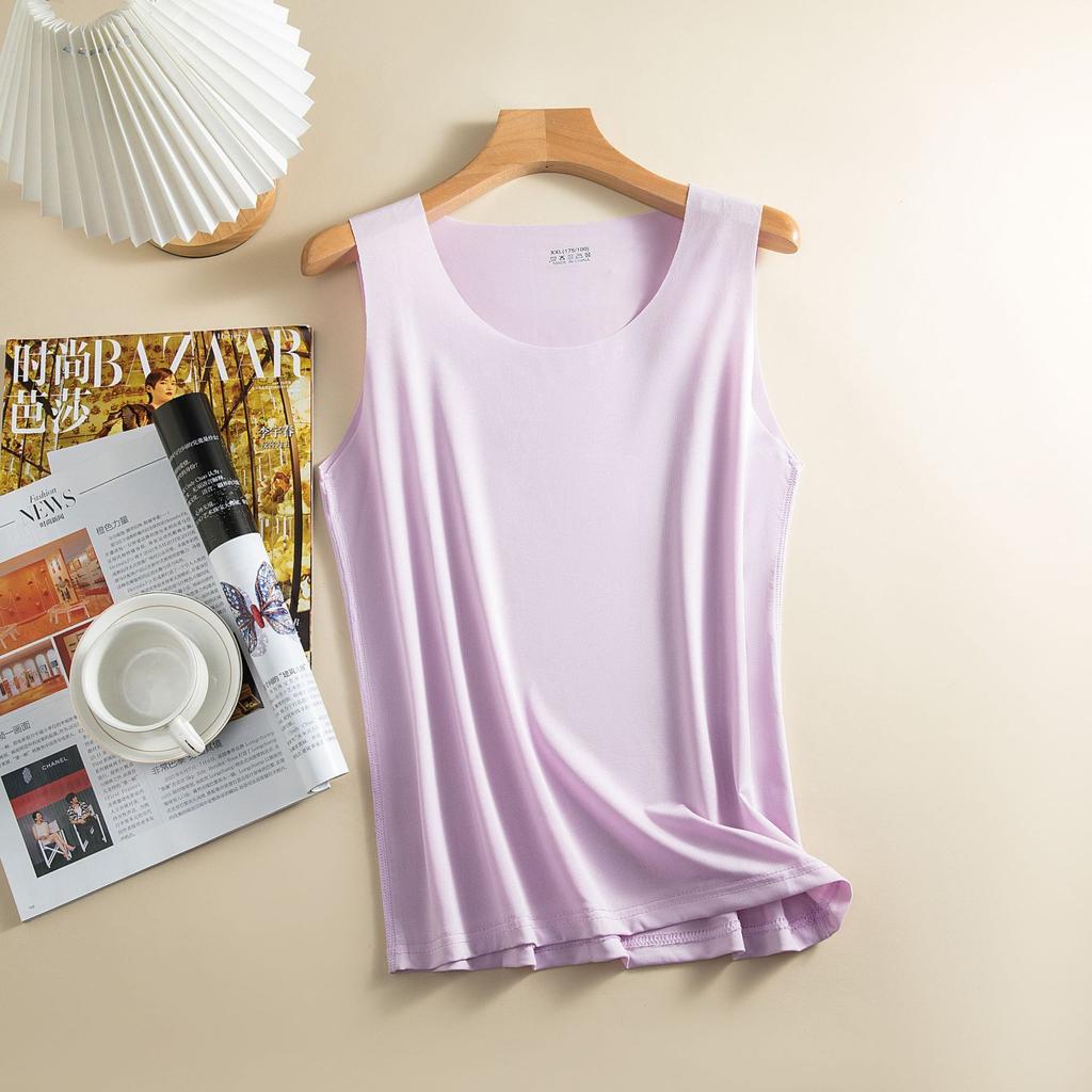 Kvinner Bunnvest Is Silke Sømløs Ermeløs Pure Color Plus Size Stretchy Rundhals Tørr Tørr Kjøling Camisole Sommer Dating Kontorferie