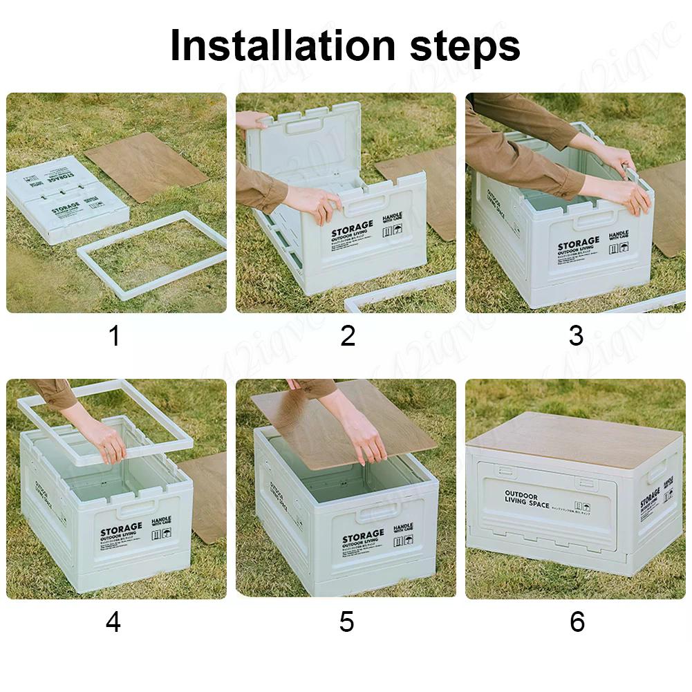 27L Camping Storage Box Large Capacity Folding Picnic Box Lightweight Outdoor Bench Chopping Board for Tableware Storage