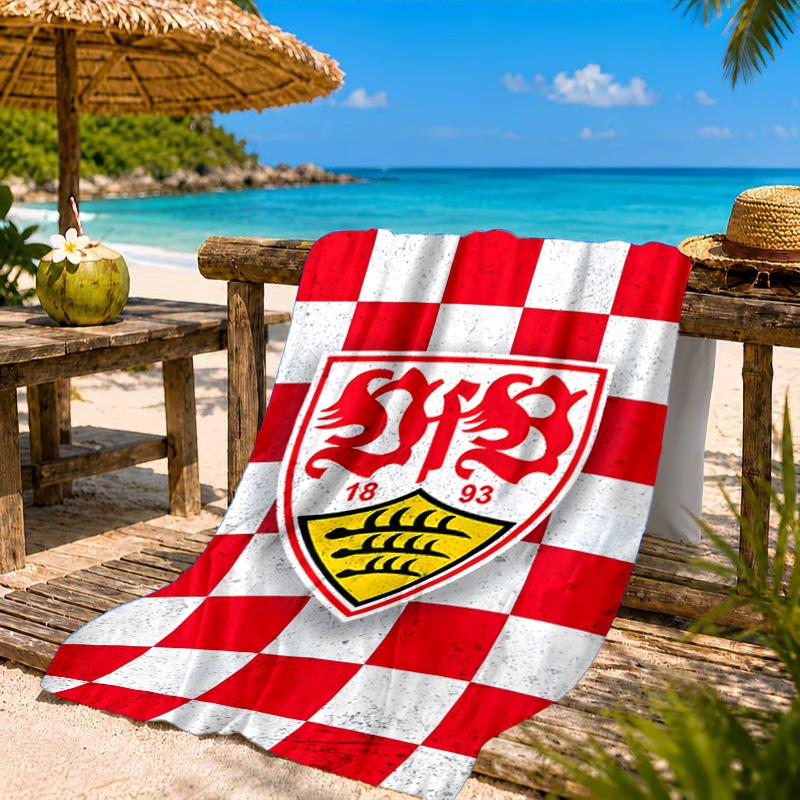 Asciugamano da Spiaggia in Microfibra Stampato con Stemma Vfb Fc, Morbido e Assorbente, Asciugatura Rapida, Ideale per Viaggi Estivi, Essenziale per la Spiaggia, Piscina