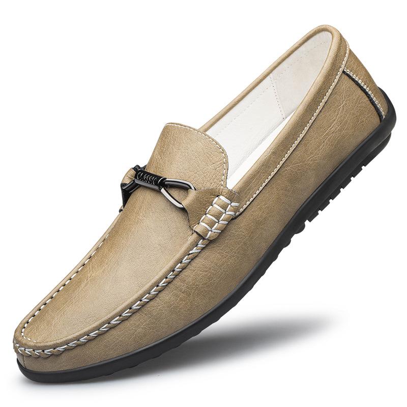 Men s Cowhide Low-Top Slip-On Driving Loafers – Spring/Summer Casual Flat Shoes 40
