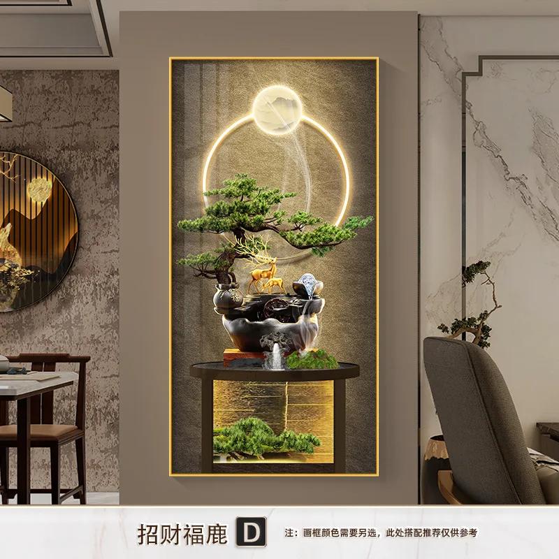 Home Decor Premium Entryway Framed Decorative Crystalline Painting Living Room Decoration LED Lights Illuminated Wall Art