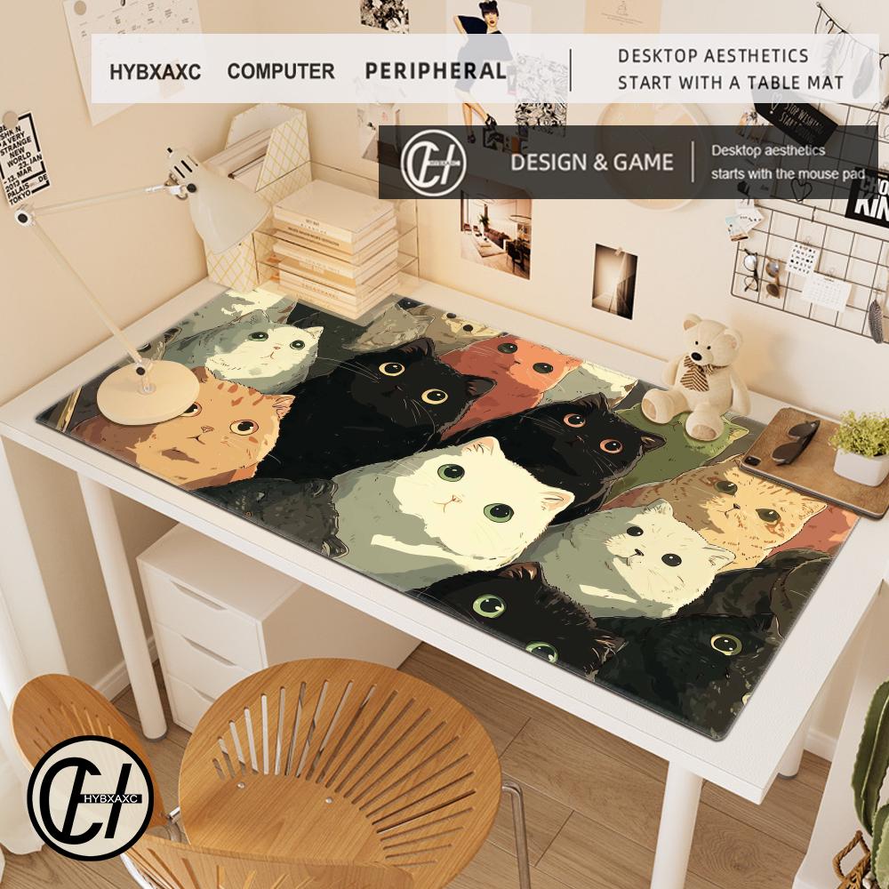 Cute Cartoon Cat Mouse Pad Large Gaming Accessory Deskmats Non-Slip Rubber Computer Keyboard Mat Laptop Long Mouse pad