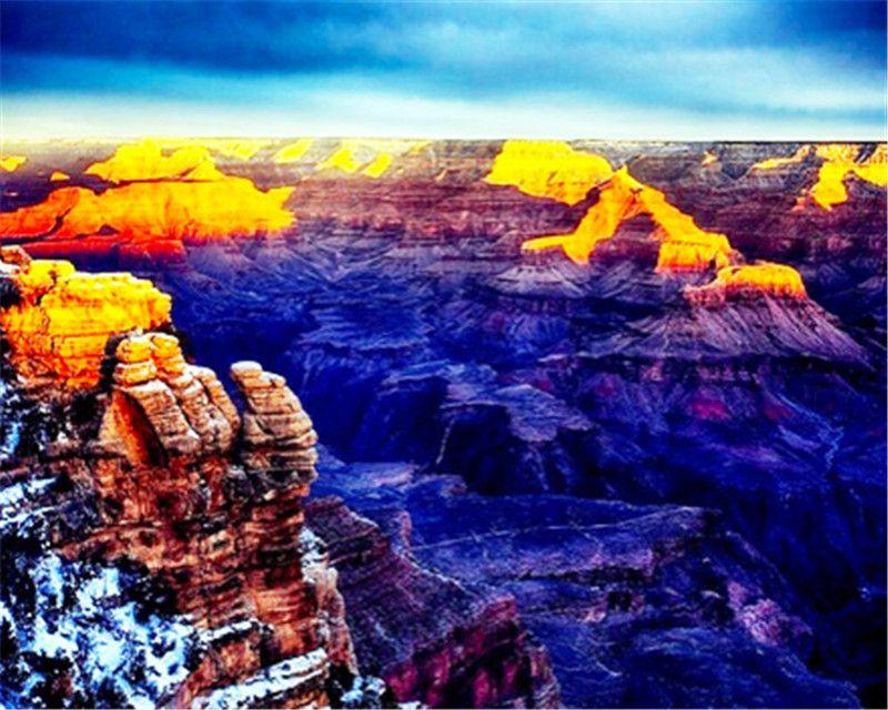 

Картина Ruopoty по номерам, горный пейзаж, ручная роспись на холсте, уникальная подарочная краска, водопад для гостиной 40x50cm NO Frame