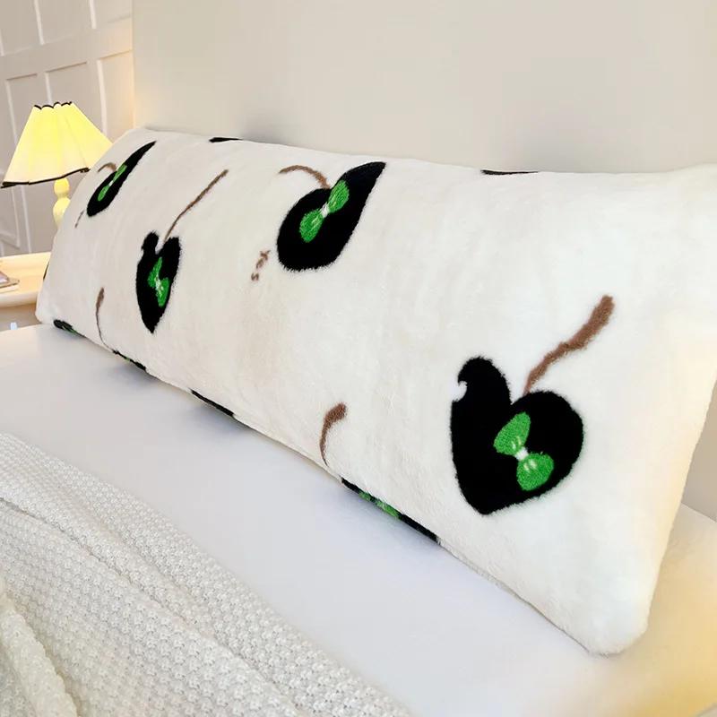 120/150/180cm Long Pillowcase Thick Plush Print Couple Lover Double Pillow Cover Home Sleeping Body Pillow Cover Home Decor