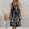 Plus Size V Neck Sleeveless Dress Watercolor Cherry Blossom Print For Spring Scenic Spot Tour