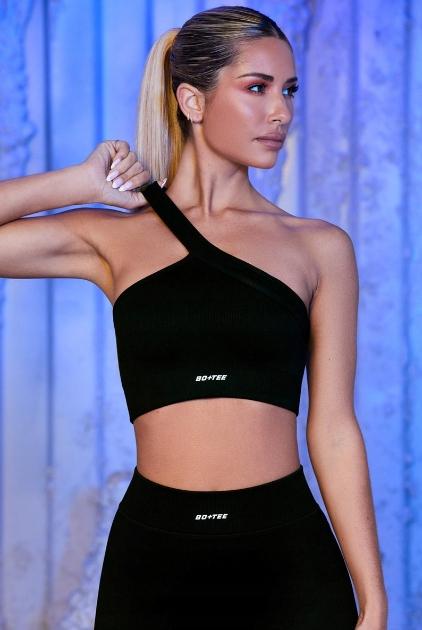 Bo+Tee Striped Asymmetrical Top Black L 0A9E2_C* T3A