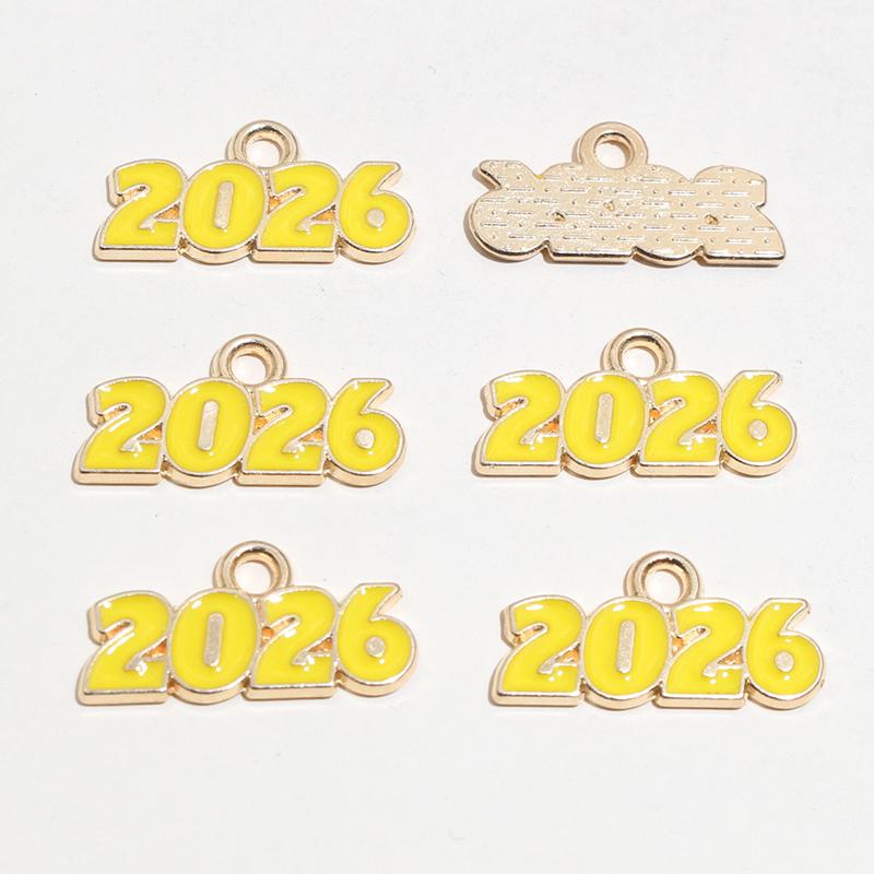 20pcs 18x9mm Enamel Year Number 2026 Charms Pendant for Earrings Necklace Bracelet DIY Jewelry Making Accessories Findings