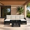 Garden Sofa Set 7 Pieces Black and Cream White Poly Rattan