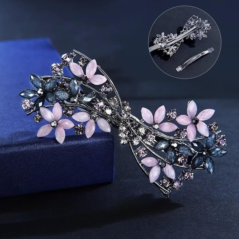 Rhinestone Retro Spring Hair Clip, Korean Style Bangs and Ponytail Accessory