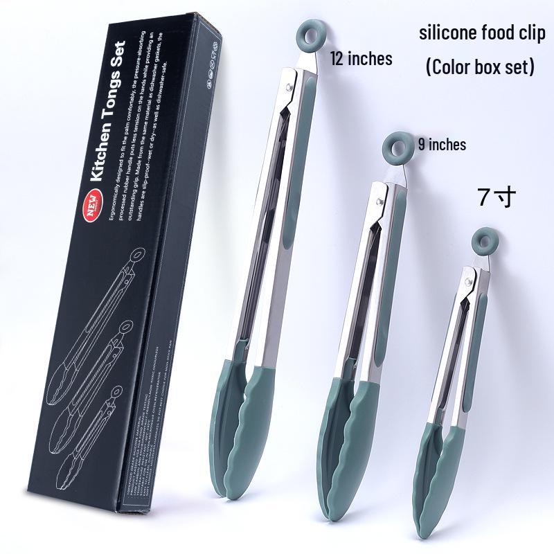 Cross-Border Stainless Steel & Silicone BBQ Grilling Tongs Set – 7", 9", 12"