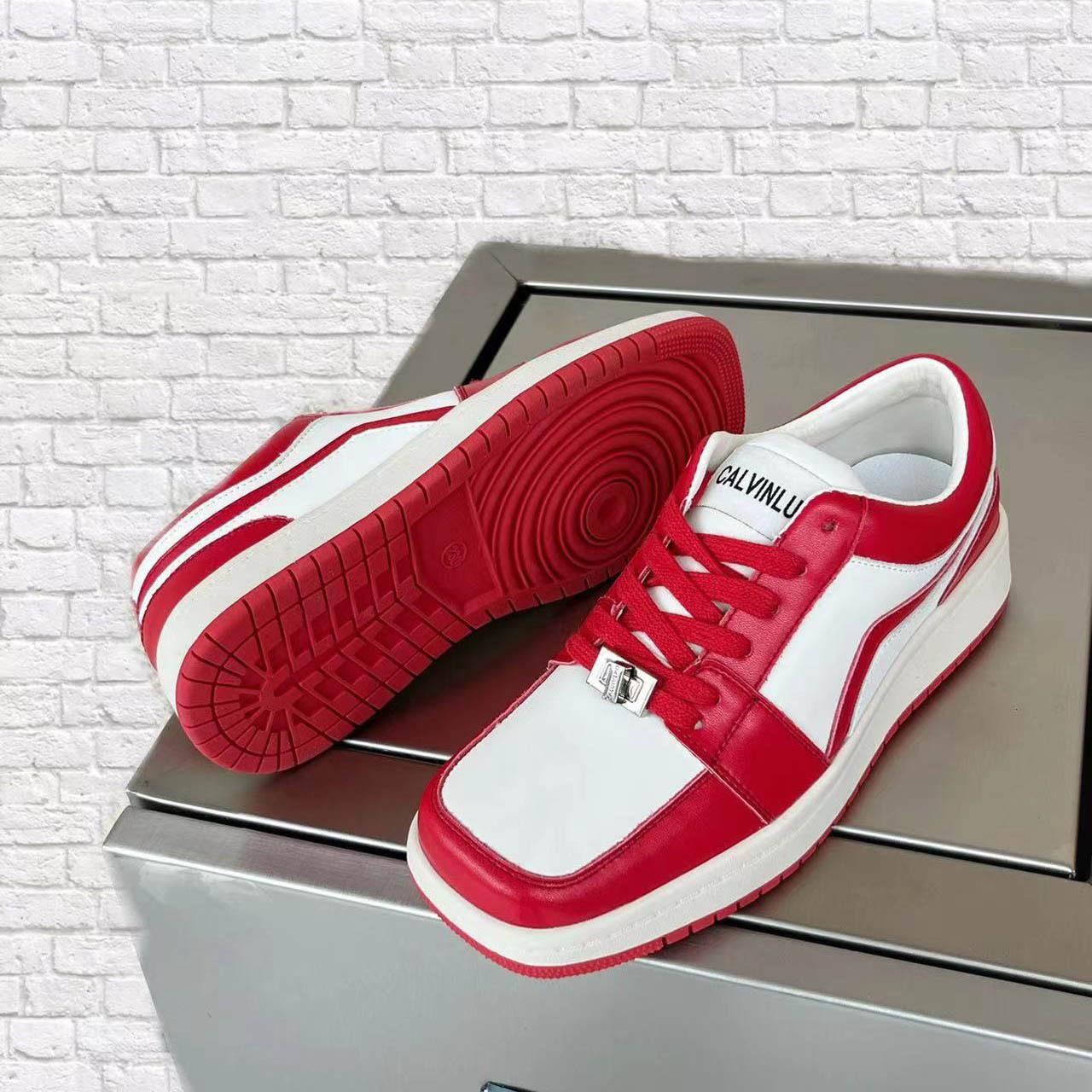 

Кожаные туфли-лодочки квадратной формы, квадратный носок, низкие кроссовки, новая толстая подошва, повседневные спортивные, дикие, маленькие белые кеды, женские 35 красный