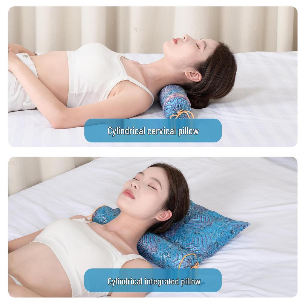 Meet Ai Satin Cervical Pillow: Multifunctional Mugwort Neck Support with Detachable Cylindrical Design