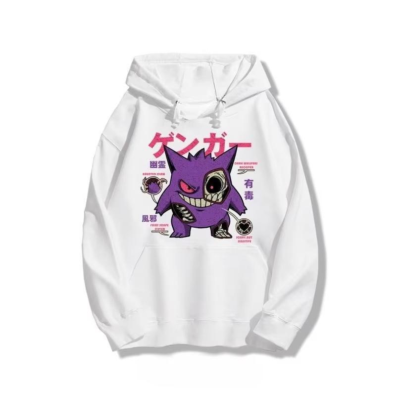 

Pokémon Super Cute Gengar Anime Printed Cotton Hoodie Men s and Women s Autumn_Winter New Harajuku Casual Halloween Top 3XL