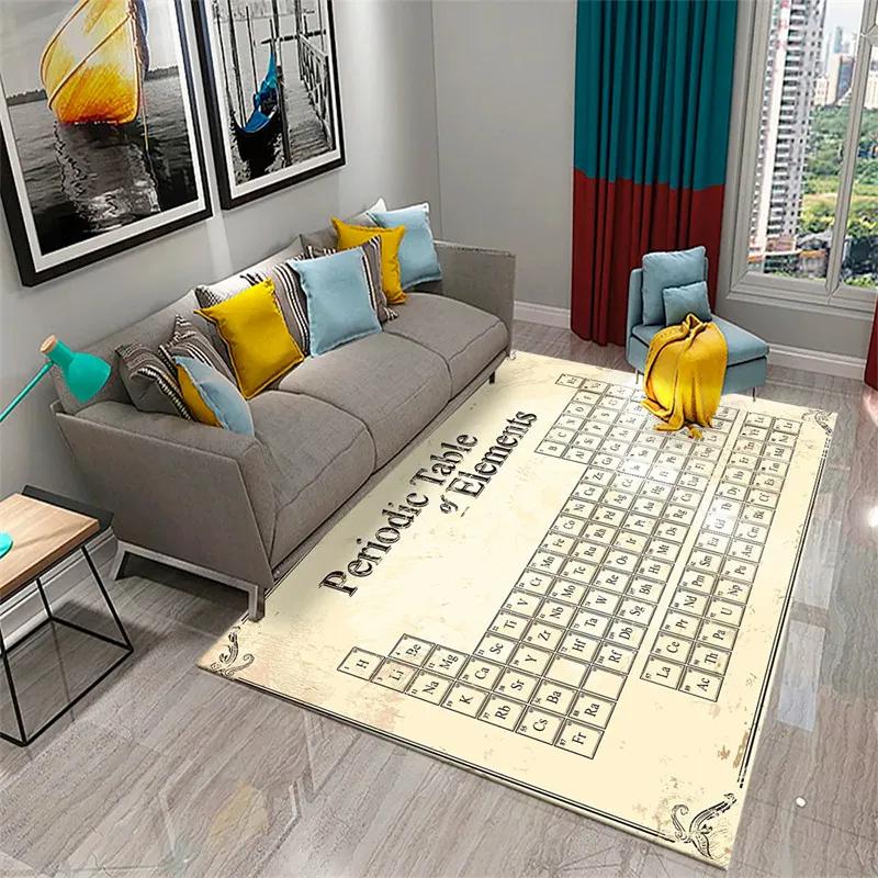 3D Periodic Table Elements Carpet Soft Non-slip Area Rug Educational Mat for Living Room Bedroom Home Decor