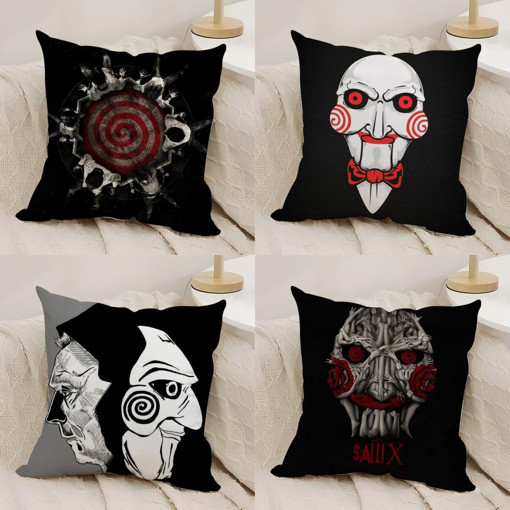 Horror Movie SSaw X Cushion Cover Silky Short Plush DoubleSided Printed Pillow Case for Sofa All Seasons Home Decor Gift