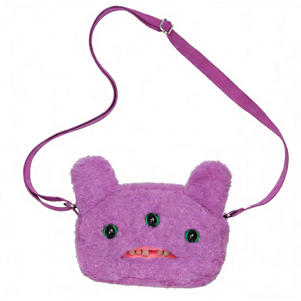 Fluffy Crossbody Bag Wide Eyed Weirdo Screech Dolls Ugly Tooth Monster Plush Toys Big Head Furry Backpack Gifts