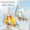 Wooden Parrots Mirror Toy Rod Shape Parrots Platform New Parrot Standing Perch  Cage Accessories