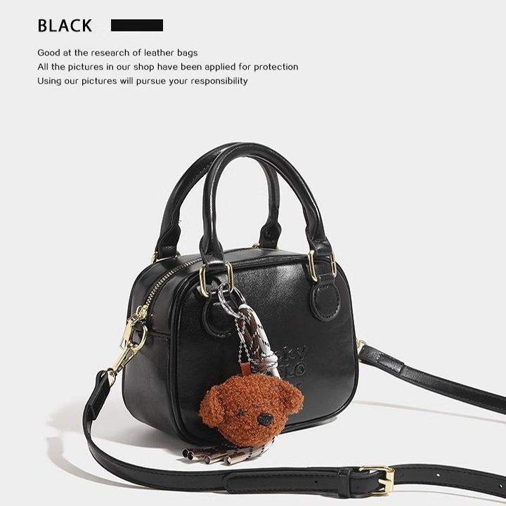 Niche Retro Bowling Bag Women's 2025 New Fashion Shoulder Messenger Bag Premium Texture Coffee Handbag