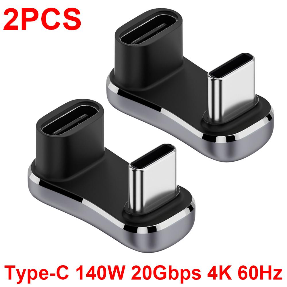 1/2PCS 180 Degree Angle USB C Adapter USB-C Male to Female Converter 20Gbps 140W Type C Charging Adapter for Steam Deck
