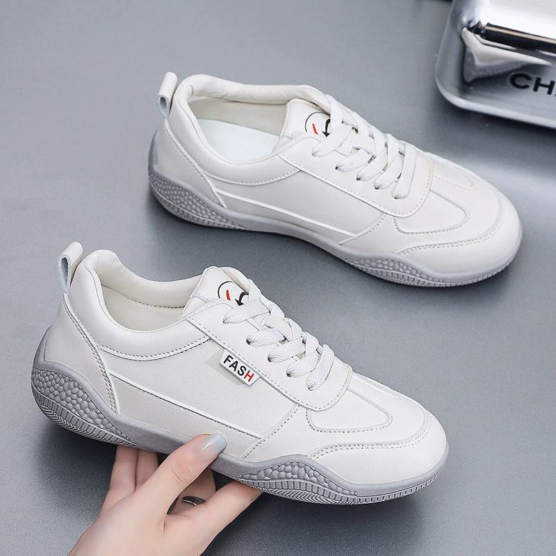 

Женские дышащие белые туфли из искусственной кожи, весенне-осенние, корейская версия, универсальные повседневные кроссовки на мягкой подошве для спорта и бега 40