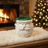 Christmas Themed Desk Accessory Cute Santa Claus Resin Flowerpot, Decorative Desktop Window Sill Decoration Planter, Hand Painted Container for Indoor