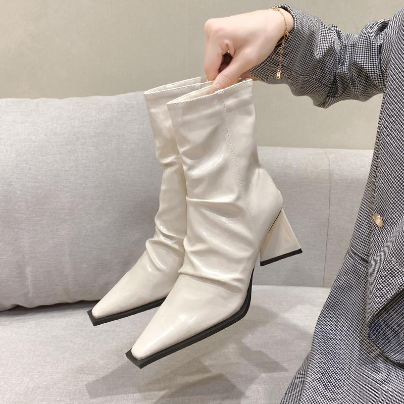 Fashion New Mid-calf Boots for Women Pointed Toe Thin Heels Modern Boots Outdoor Party Street Sexy Style Solid Boots Female Women Shoes