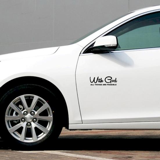Med Gud Er Alt Mulig Bil Ting Er Vindu Kjøretøy Dekor Selvklebende Klistremerke
