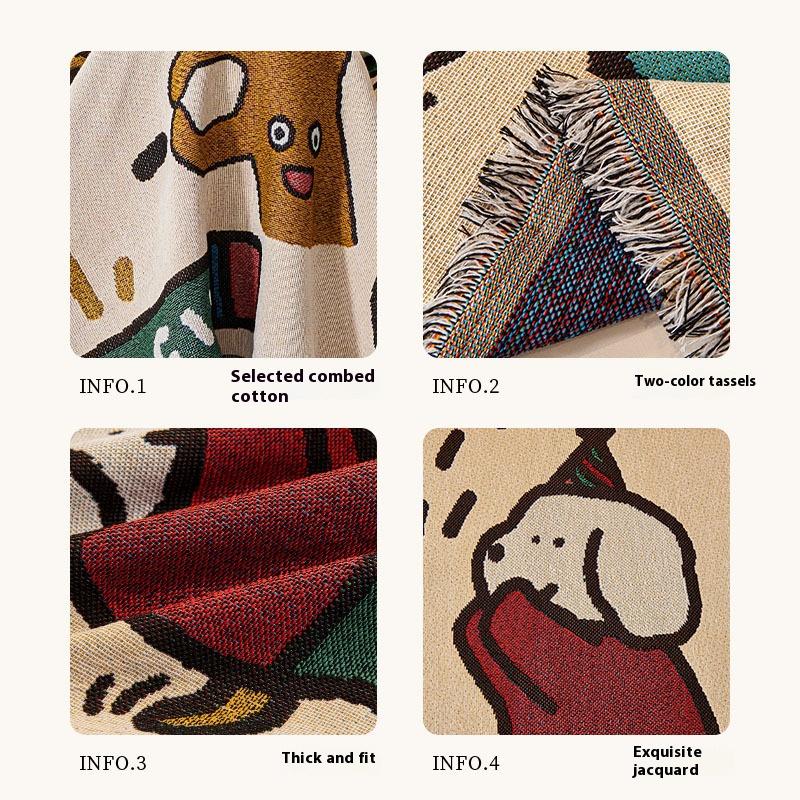 Cartoon Sofa Cover Reversible Stretchable Non-Slip Slipcover for L-Shaped 2 3 4 Seater Couch