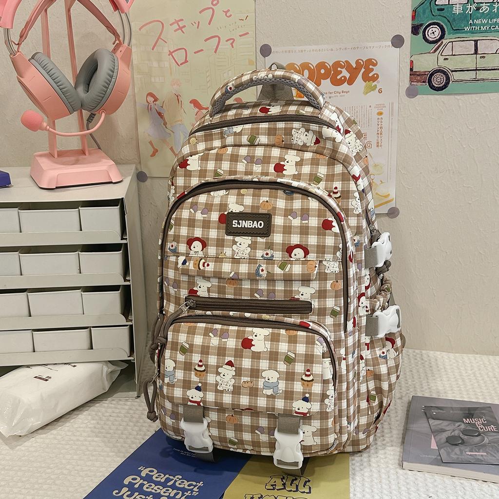 Schoolbag high-value backpack college student cute cartoon printed schoolbag junior high school student sweet large-capacity versatile backpack