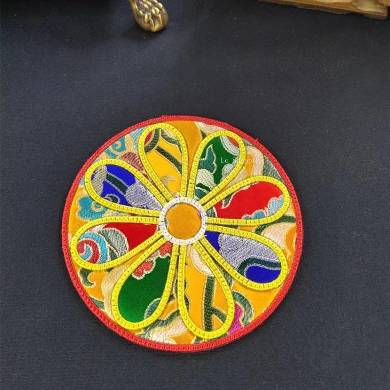 

Винтажная тибетская салфетка, вышитая, тканая, буддийская скатерть для стола, для дома, церкви, теплоизоляция, противоскользящая, украшение, Дхарма-сосуд