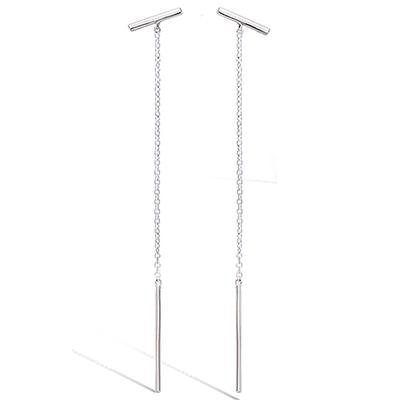 [Q1060] - Silver 'Choréographie' Silver Earrings (rhodium-plated) Stems - 40x10 Mm