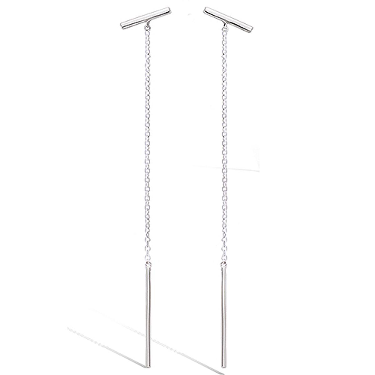 

Les Trésors De Lily [Q1060] - Серебряные серьги Хореография серебряные (родированные) стержни - 40x10 мм