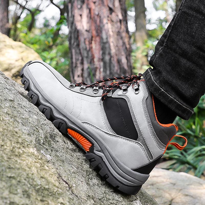 

Новые походные ботинки для активного отдыха, высокие походные ботинки, спортивная обувь больших размеров, рабочая обувь, обувь для страхования труда, мужская повседневная обувь 47 светло-серый