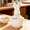Decorative Bunny Candy Container 3D Printed Easter Bowl Cute Rabbit Holding Bowl Figurine DIY Paintable White Desk Smooth Surface Decor for