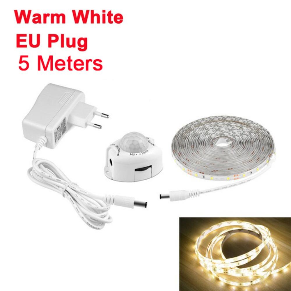 Hand Wave-Activated Motion Sensor LED Strip Waterproof DC12V Under Cabinet Lighting Auto On/Off Cabinet Strip Light Stair