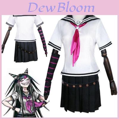 Danganronpa Ibuki Mioda Cosplay Kostuum Set Stijlvolle Uniform Jurk En Pruik Combinatie