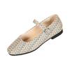 Women's Flat Mary Jane Shoes Woven Pattern Hollow Design Adjustable Buckle Strap Comfortable Casual Footwear for Daily Use