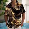 Heren Luxe Abstract Marmeren Shirt Knopen Shirt Korte Mouw Mode Casual Vakantie Straatkleding