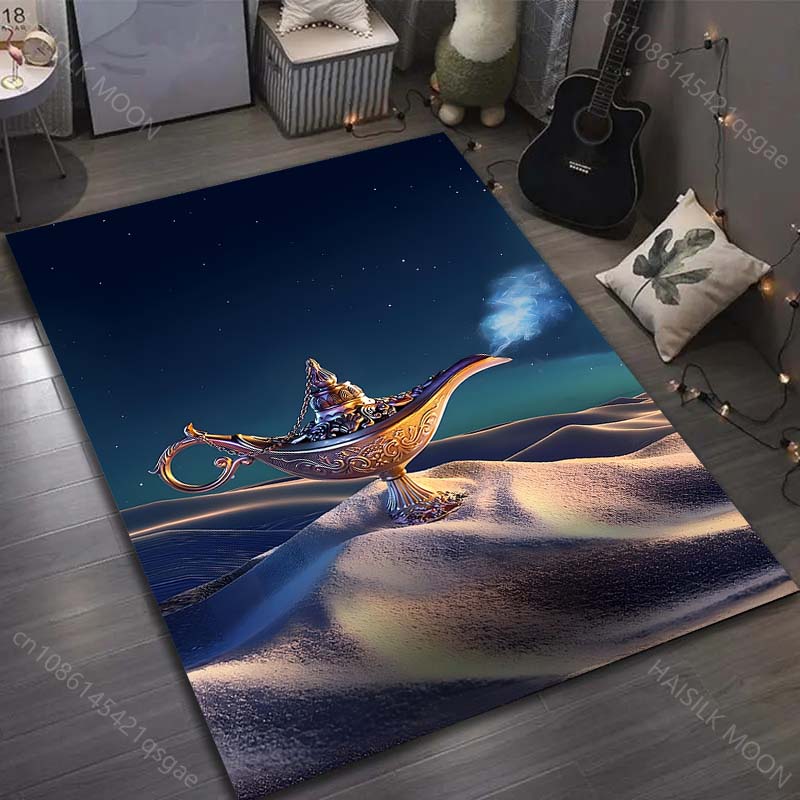 1PC Fairy Tale Wishing Lamp Painting Carpet for Living Room Bedroom Sofa Doormat Decor Sofa Table Area Rug Non-slip Floor Mat
