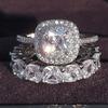 New Double-Layer Micro-Inlaid Zircon Ring Set - Luxury Party Wedding Band R5080