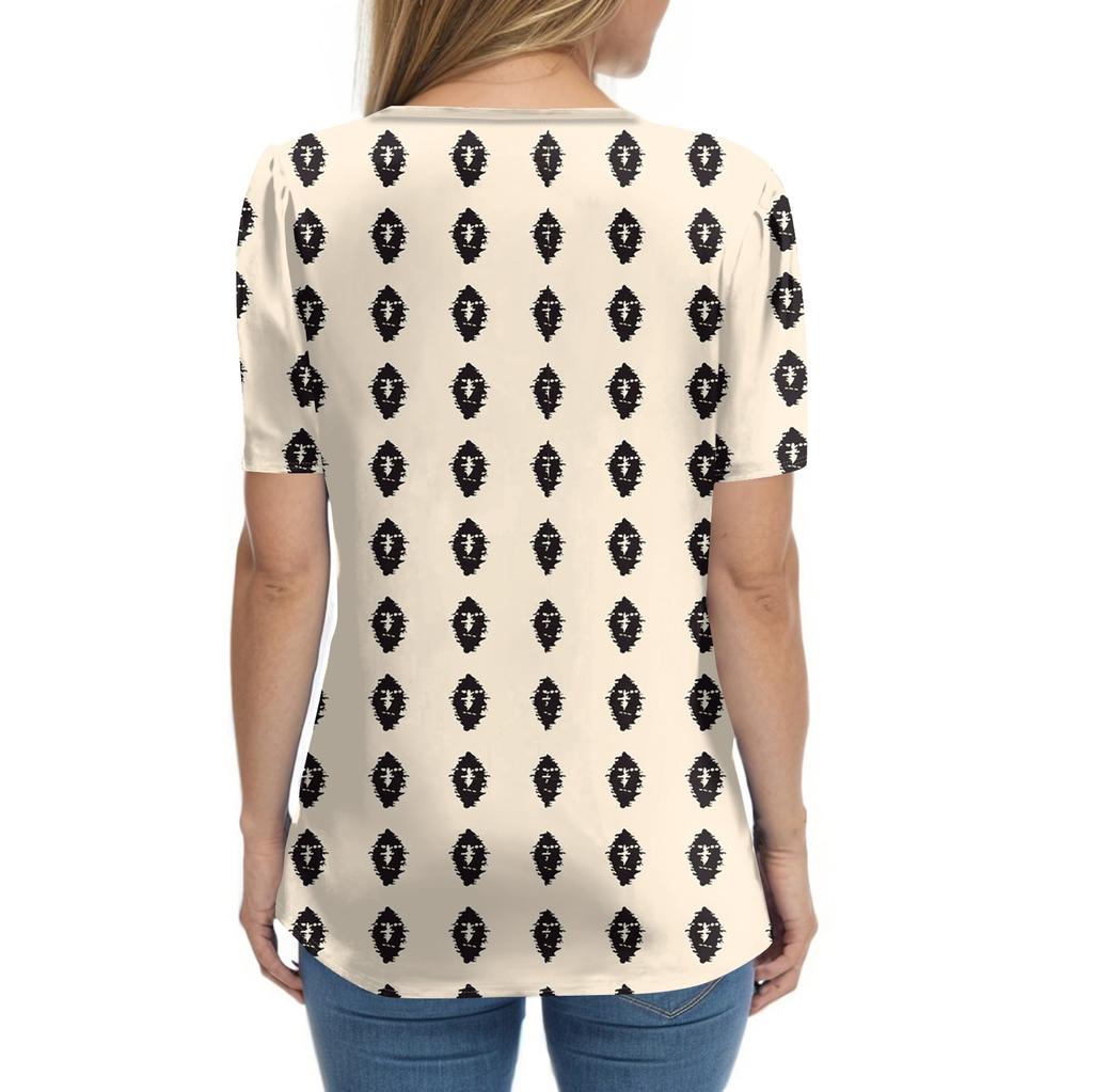 Hauts d'été pour femmes, mode décontractée avec imprimés floraux, col en V, manches courtes, t-shirt boutonné