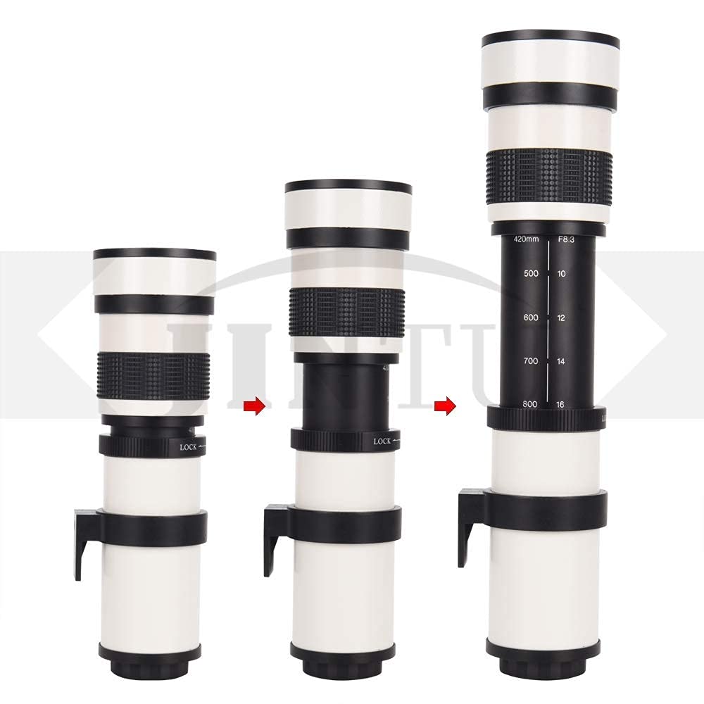 JINTU HD Manuelles Teleobjektiv für NEX a7r a7s a7 a6500 a6300 a6000 a5100 a5000 a3000 3N Digitale Spiegellose Kameras 420-1600mm f/8.3 E-Mount NEX-7