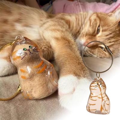 Cat Hair Storage Bottle Transparent Pet Fur Keepsake Keychain for Collecting Cat And Dog Hair Pet Memorial Gift