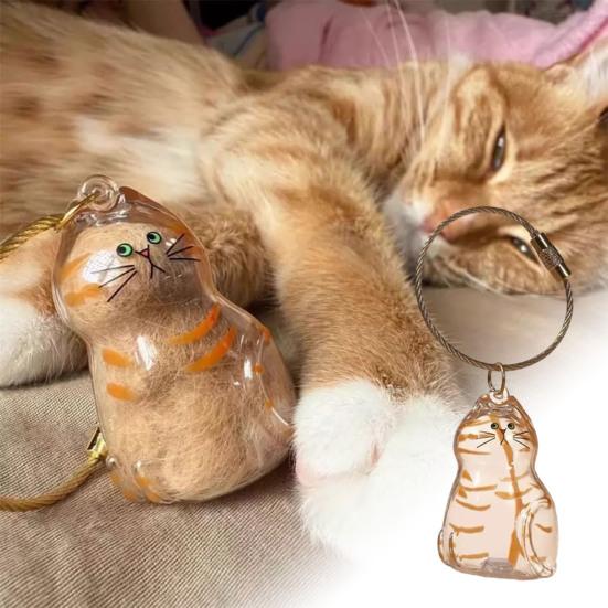 Cat Hair Storage Bottle Transparent Pet Fur Keepsake Keychain for Collecting Cat And Dog Hair Pet Memorial Gift