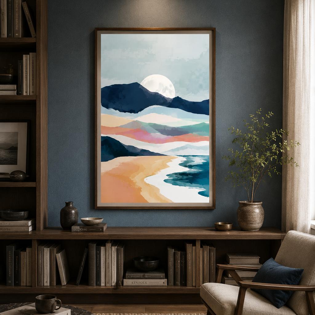 Landscape Wall Art Coastal Mountain Sunset Scenery Canvas Painting Modern Abstract Poster Prints Bedroom Living Room Wall Decor