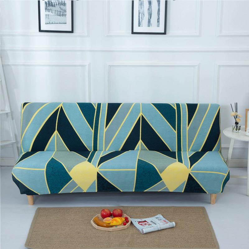 Armless Futon Sofa Bed Cover Stretch Folding Sofa Cover Living Room Without Armrests Removable Washable 3 Seater Sofa Slipcover