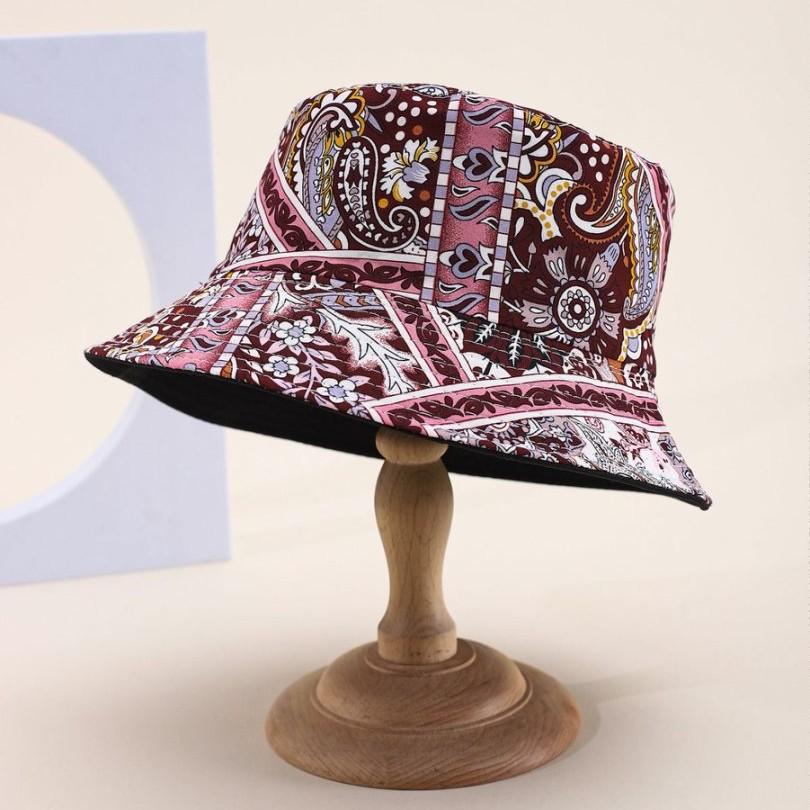 Spring Summer Retro Ethnic Bohemian Print Bucket Hat Travel Basin Hat Sun Visor Hat