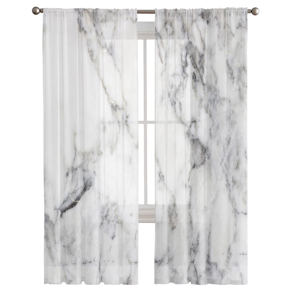 Marble Texture Modern Tulle Curtains For Living Room Bedroom Home Kitchen Window Sheer Curtains